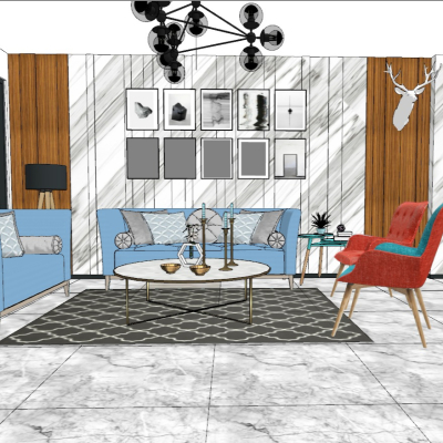 北欧客厅su模型