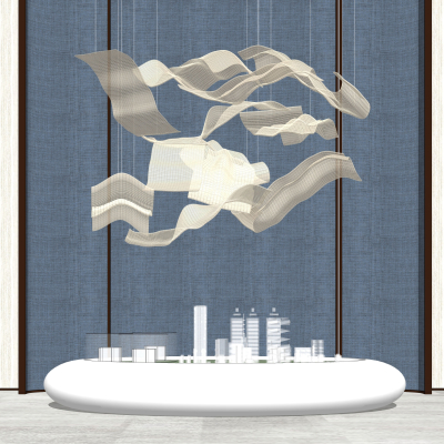  现代售楼处沙盘吊灯组合su模型 