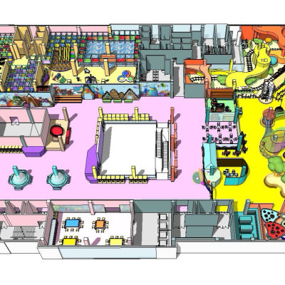  现代儿童室内游乐区su模型 