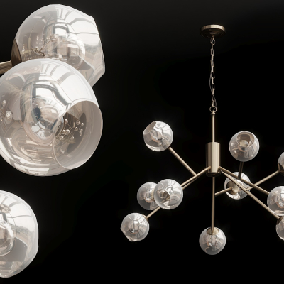 现代多头玻璃吊灯3d模型