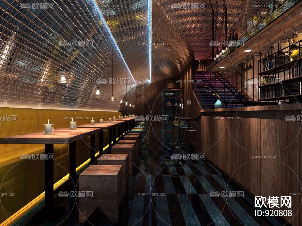 精品酒吧室内装修施工图下载（渲染图1）