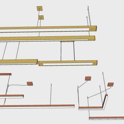  现代办公室条形吊灯su模型 