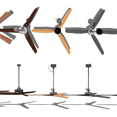 现代吊扇组合su模型