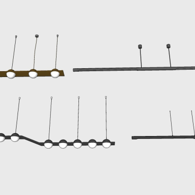  现代办公室球形吊灯su模型 