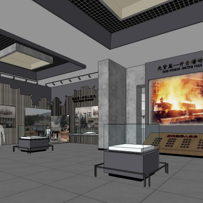  中式文化展厅su模型 