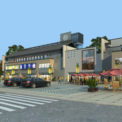 现代沿街商业建筑3d模型