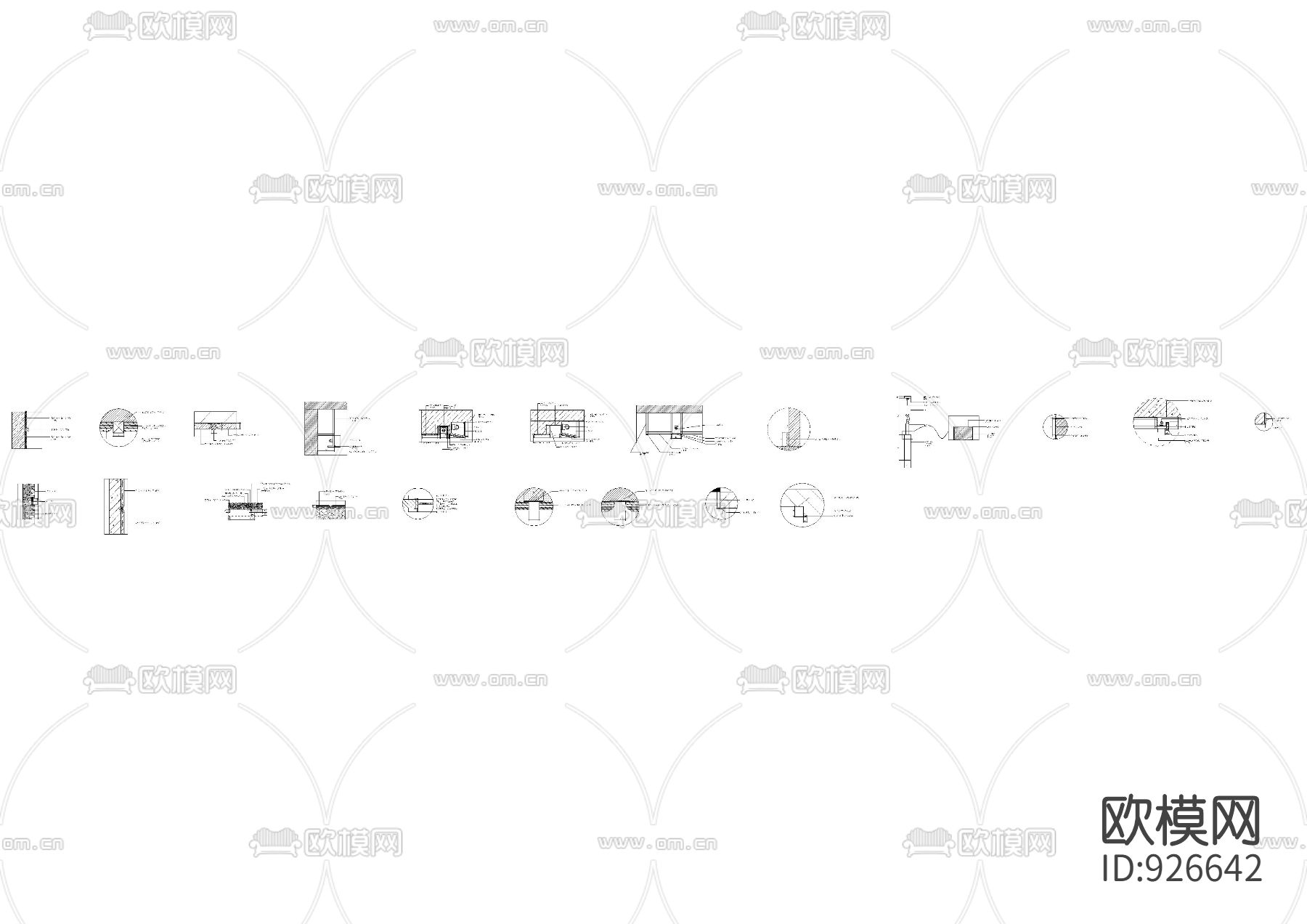 墙面收边节点剖面下载（渲染图4）
