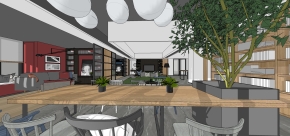  现代公寓客餐厅su模型 