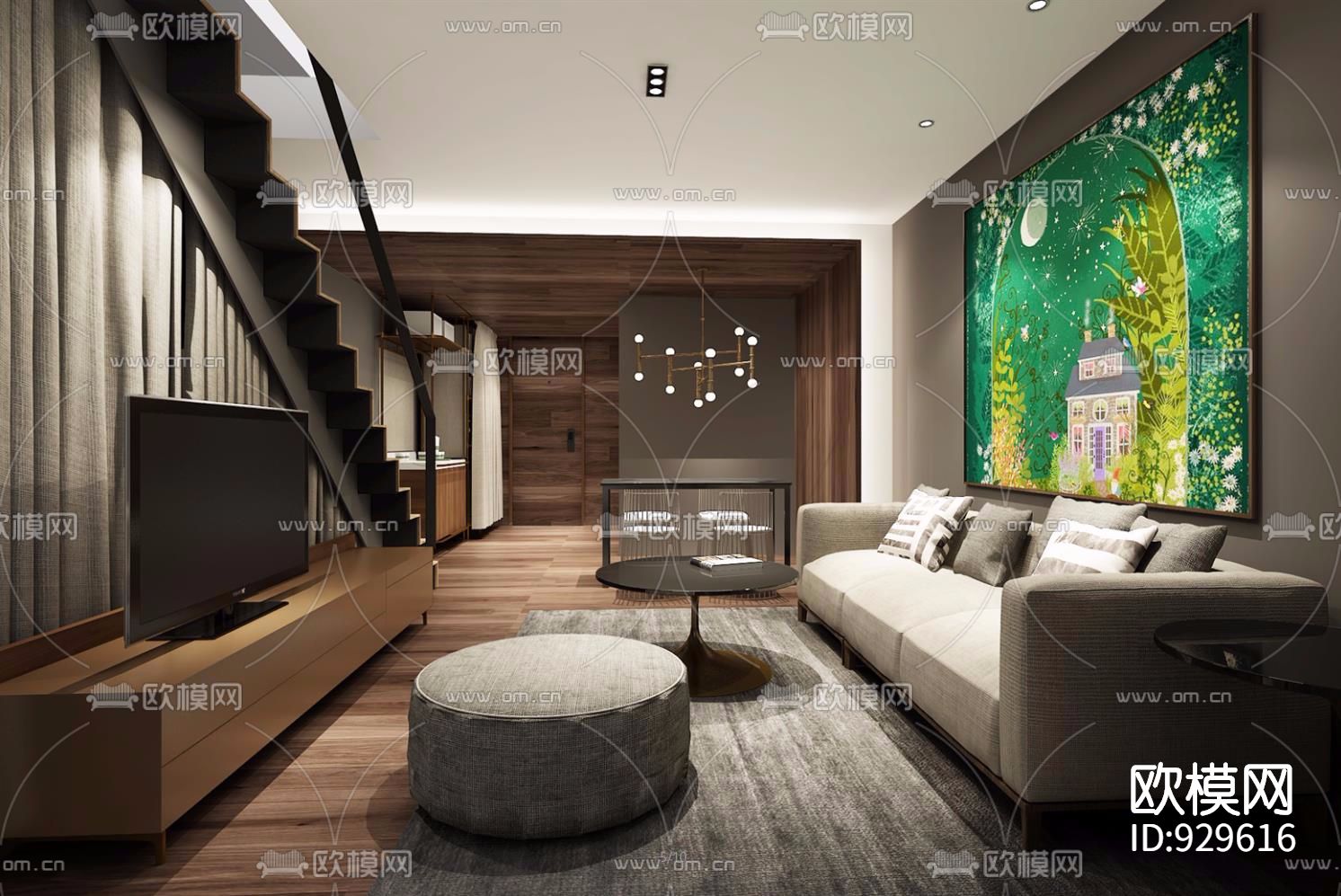 城家公寓室内装修施工图下载（渲染图6）