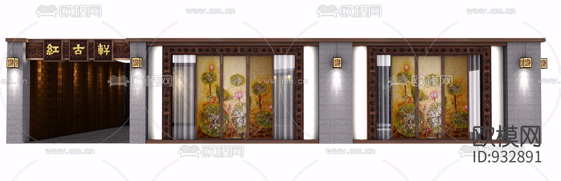 红古轩红木家具展厅营口专卖店装修CAD施工图
