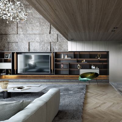 工业风3d客厅模型-家装3d模型-3dmax模型免费下载-欧模网