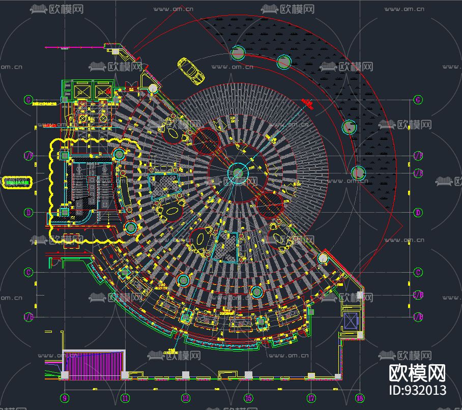 异形大型工装高级酒店施工图下载
