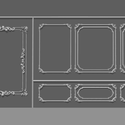  欧式雕花石膏线条su模型 