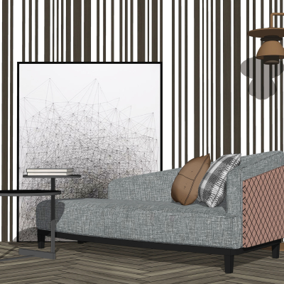 现代布艺贵妃椅su模型