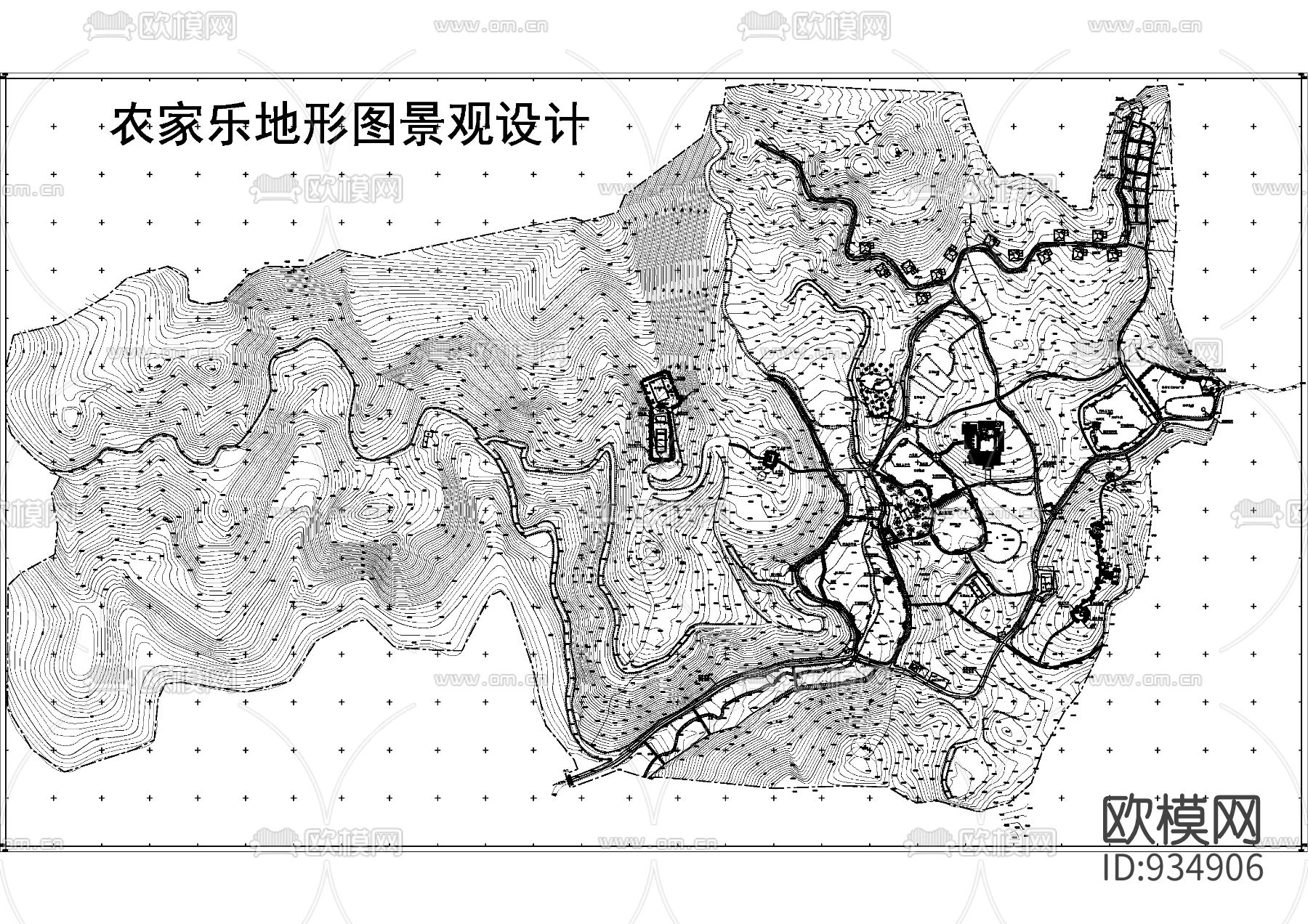 农家乐地形图景观设计图下载（渲染图2）