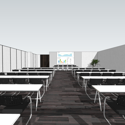  现代培训室会议室su模型 