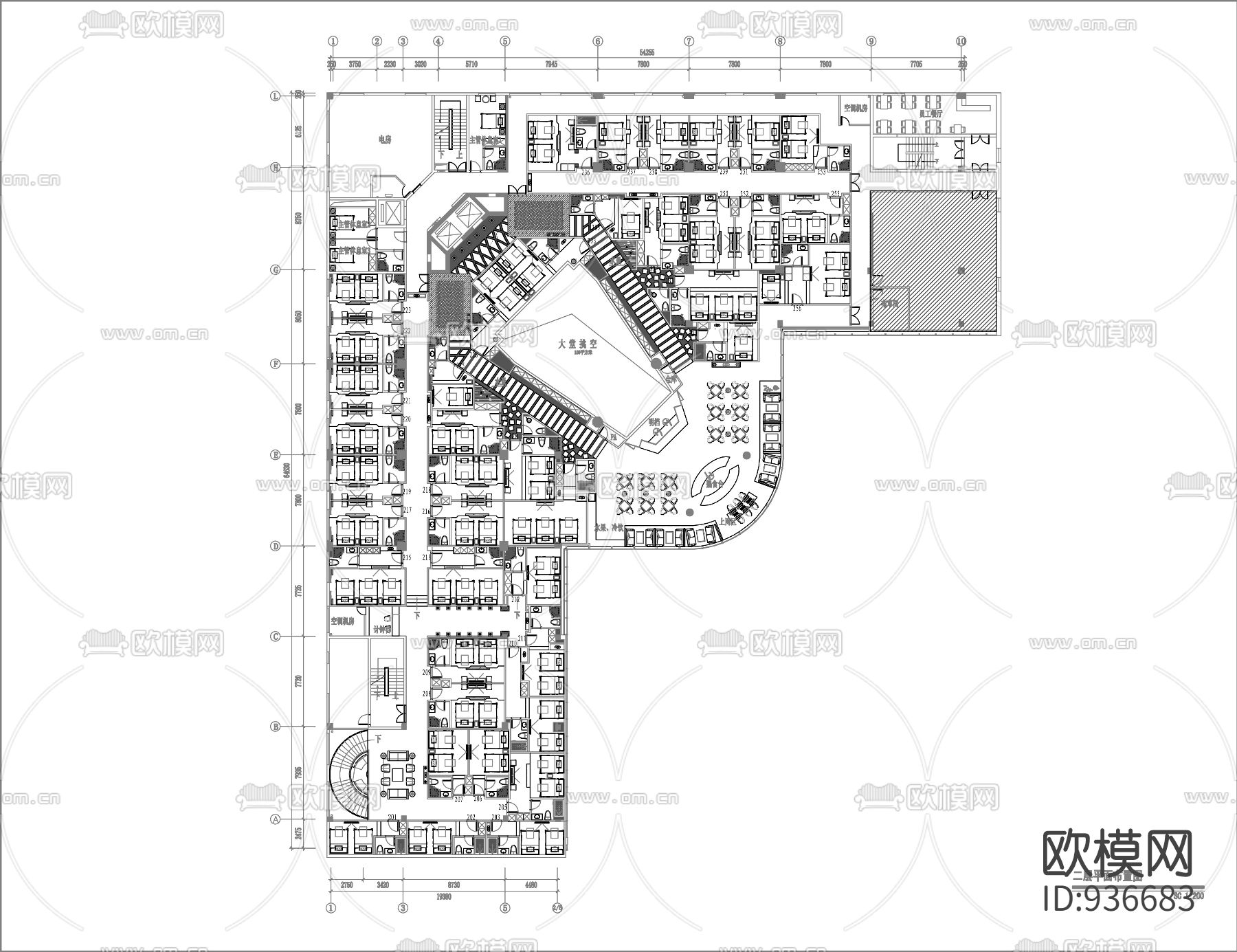 铭濠酒店会所混搭风格全套图纸+效果图下载（渲染图1）