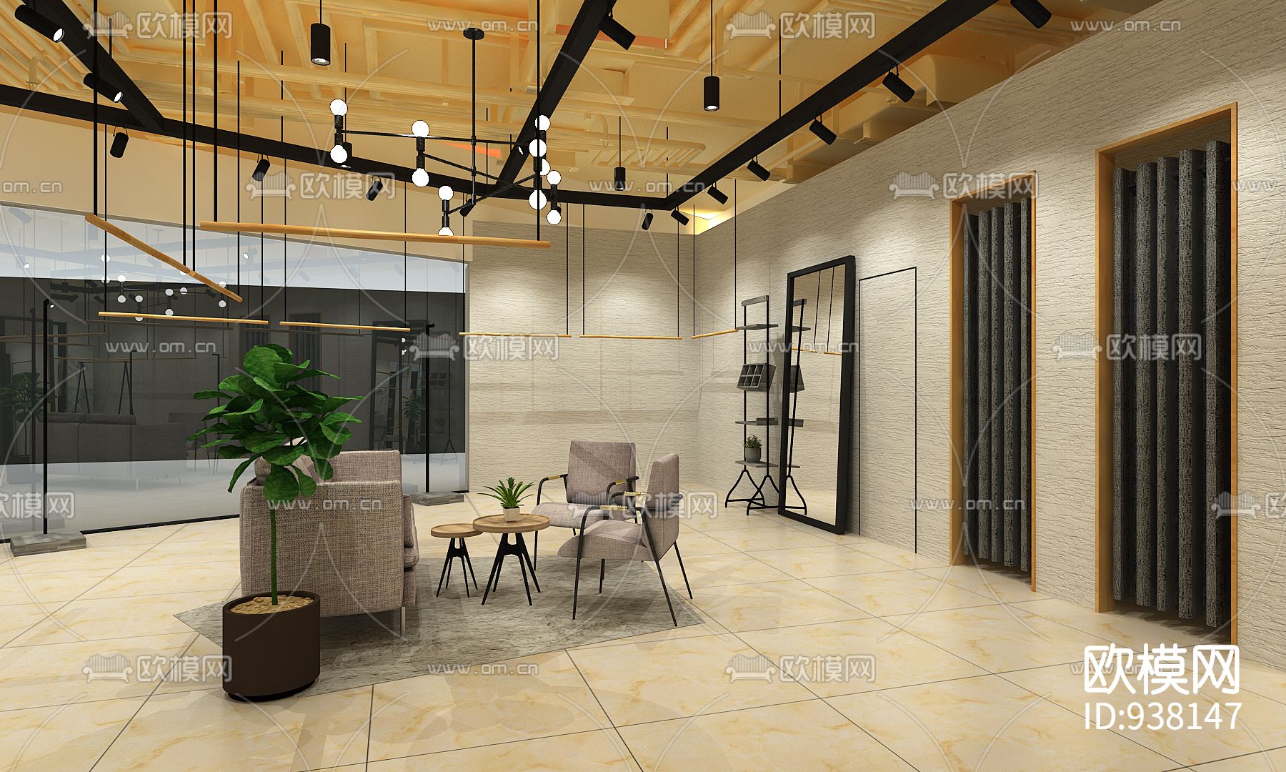 现代简约风沐子然品牌服装店CAD下载（渲染图2）