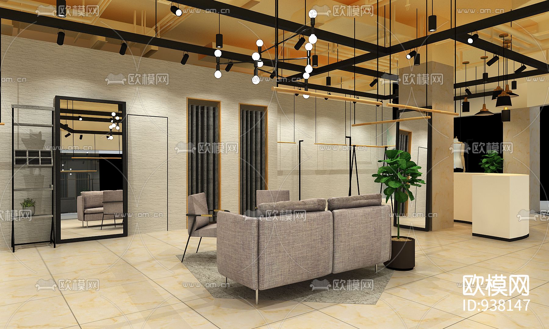 现代简约风沐子然品牌服装店CAD下载（渲染图7）