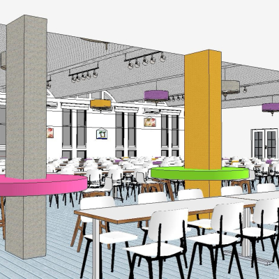  现代学校食堂su模型 