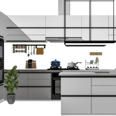  现代厨房橱柜su模型 