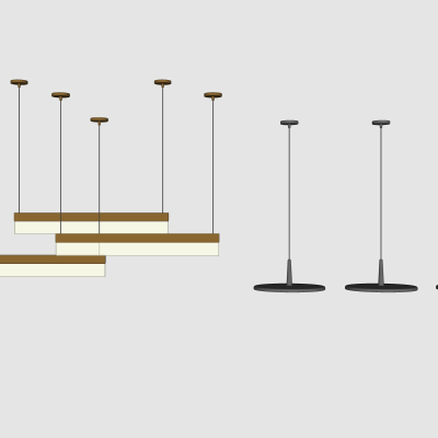  现代金属办公吊灯su模型 