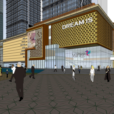  现代商业综合体su模型 