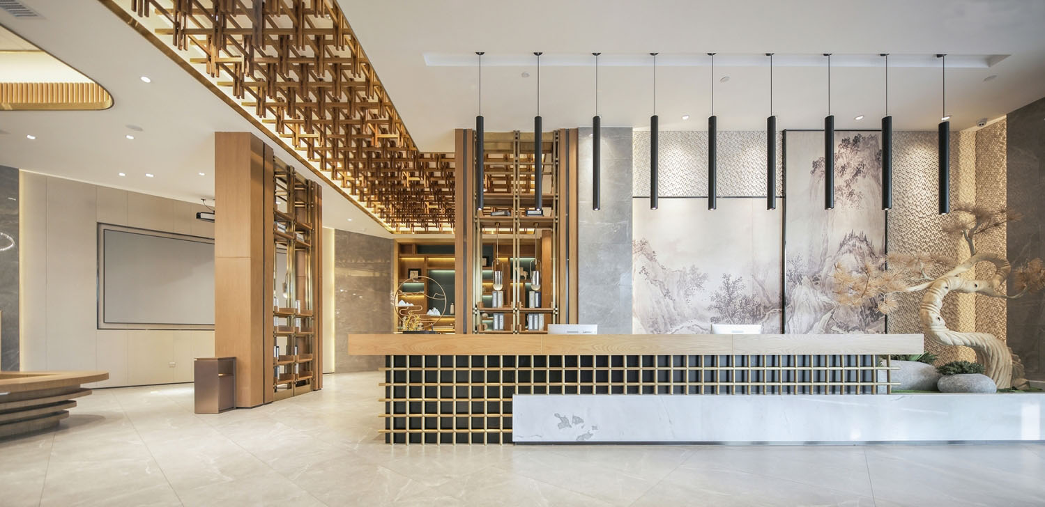 无有堂设计 新中式售楼处大堂前台