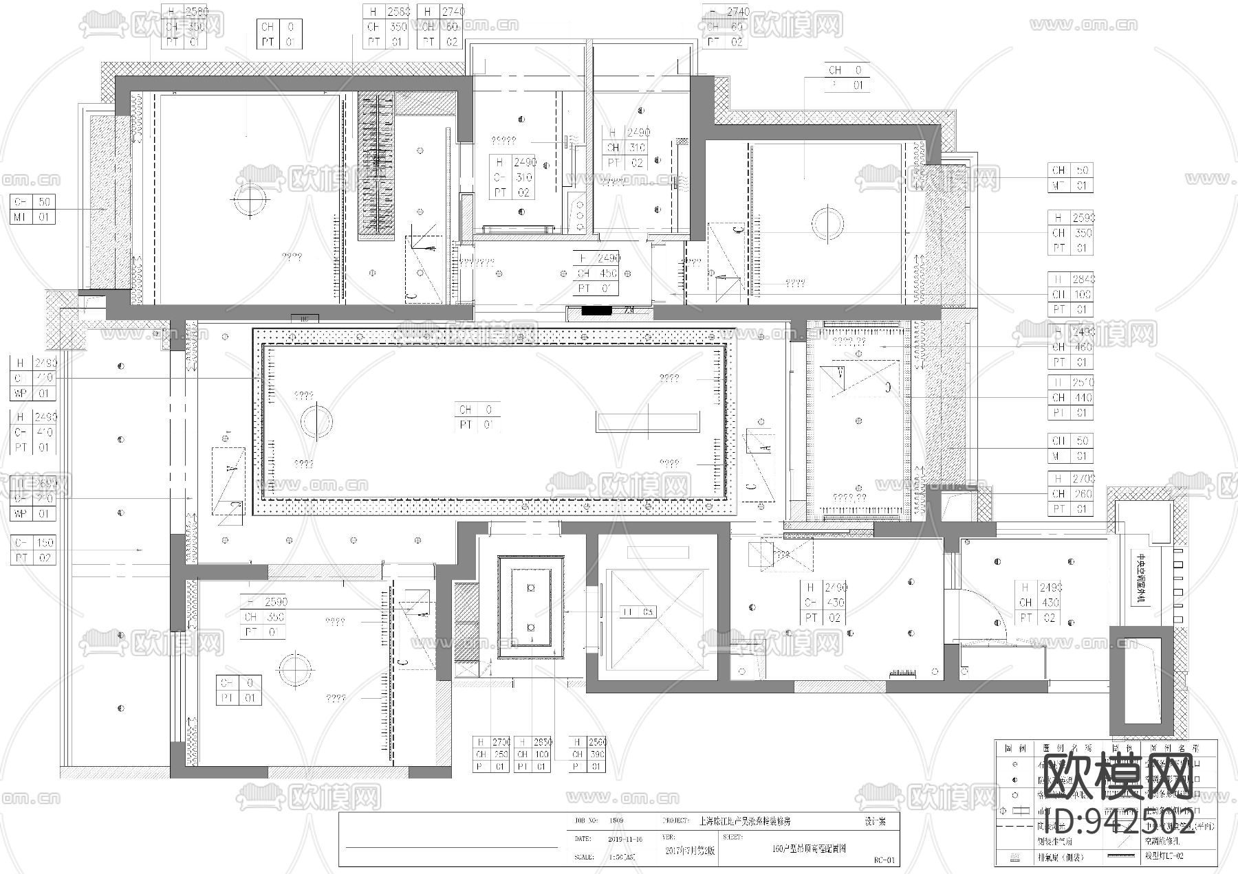 上海珠江售樓處公寓精裝修房160户型室内施工图下载（渲染图9）