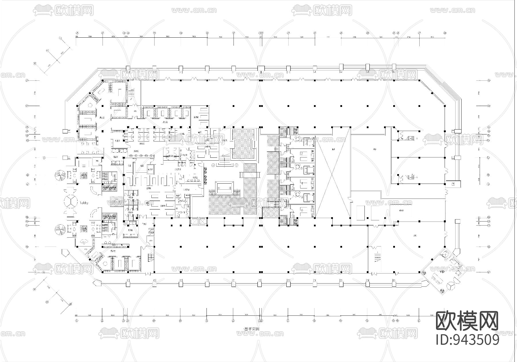 温泉酒店平面布置图下载（渲染图1）