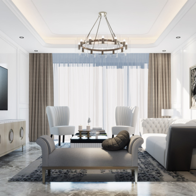 简欧客厅su模型