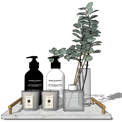  现代浴室沐浴露su模型 