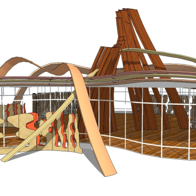  现代儿童游乐区su模型 