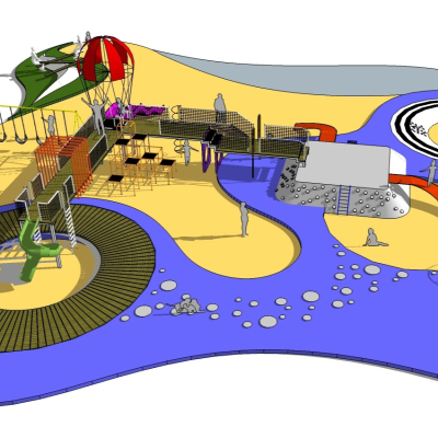  现代儿童游乐区su模型 
