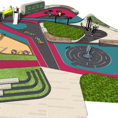  现代儿童游乐区su模型 