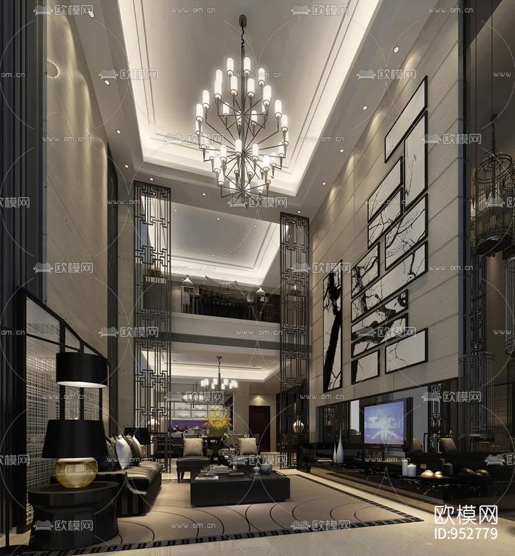 私人中式别墅施工图下载（渲染图3）