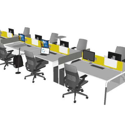  现代办公卡座su模型 