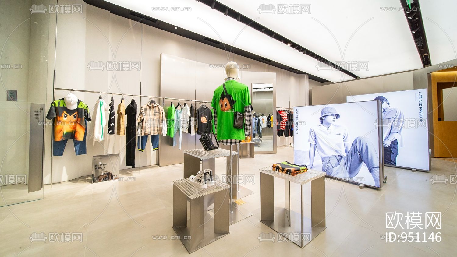 现代时尚潮牌服装店设计图CAD