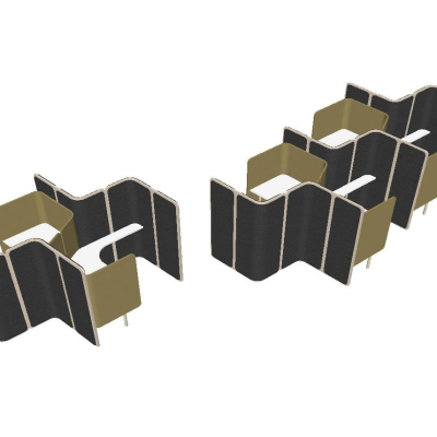  现代轻奢办公卡座su模型 