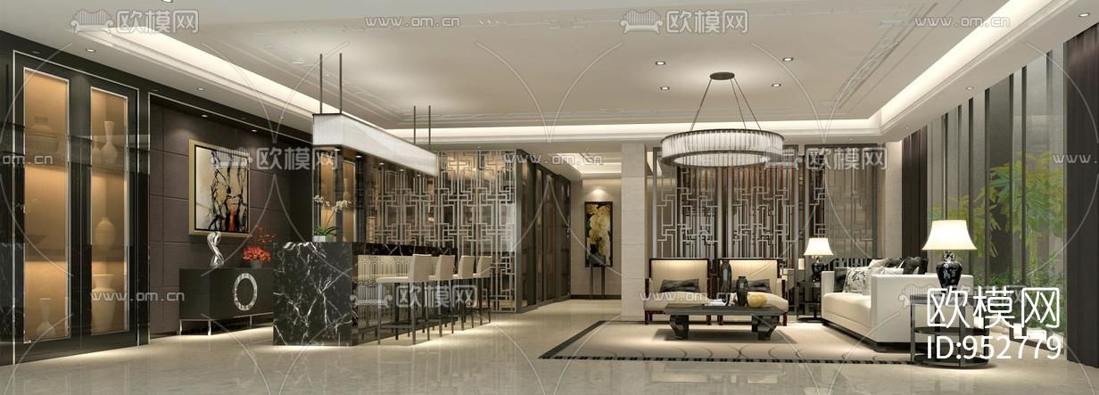 私人中式别墅施工图下载（渲染图1）