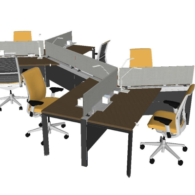  现代办公卡座su模型 