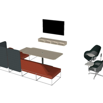  现代简约办公沙发su模型 