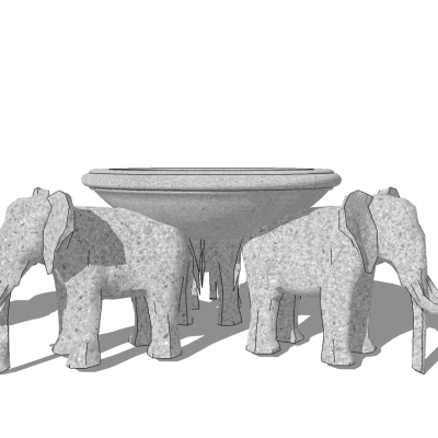  现代大象花钵su模型 