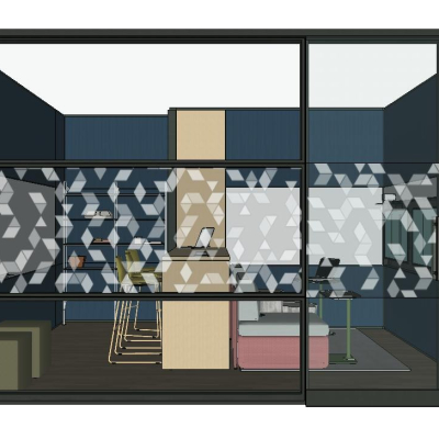  现代办公室休息区su模型 
