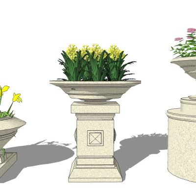  欧式花钵su模型 