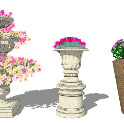  欧式花钵su模型 