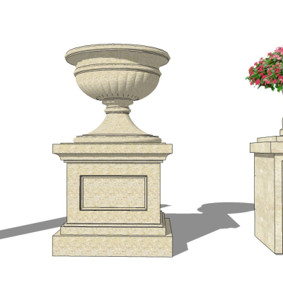  欧式花钵su模型 