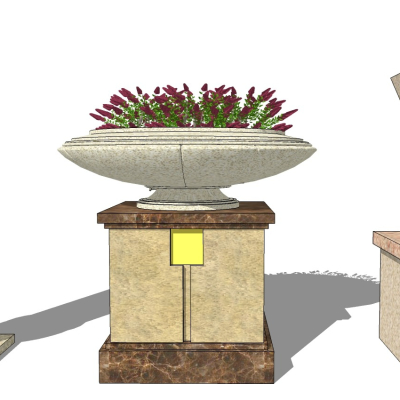  欧式花钵su模型 