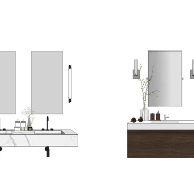  现代洗手盆su模型 