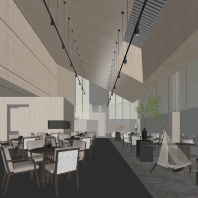  现代简约快餐厅su模型 